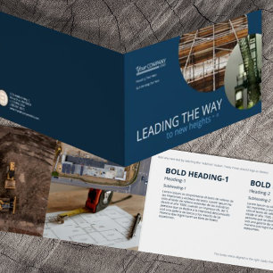 Navy Blue, Engineering Folded Photo Brochure