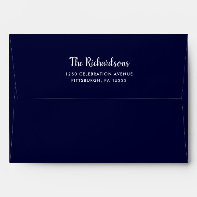 Navy Blue Envelopes | Pre-Printed Return Address (Back (Top Flap))