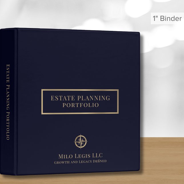 Navy Blue Estate Planning Binder Gold Compass Logo (Creator Uploaded)