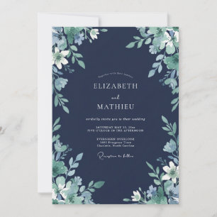 Navy Blue Ethereal Forest Wedding Invitation