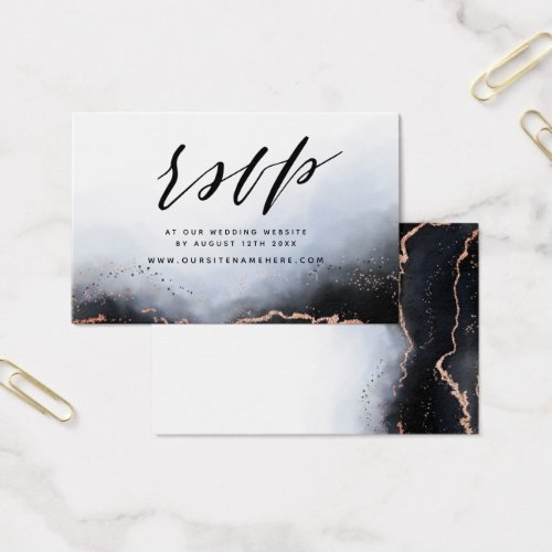 Navy Blue Ethereal Mist Website RSVP Insert Cards