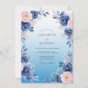 Navy Blue Ethereal Winter Wedding Invitation