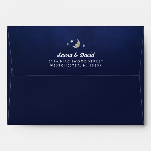 Navy Blue Fade MOON  STARS Matching Wedding Envelope
