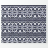 Navy Blue Fair Isle Christmas Sweater Pattern Wrapping Paper (Flat)