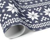Navy Blue Fair Isle Christmas Sweater Pattern Wrapping Paper (Roll Corner)