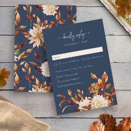 Navy Blue Fall Leaves Response Card