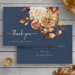 Navy Blue Fall Thank You Card