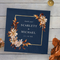 Navy Blue Fall Wedding Napkins