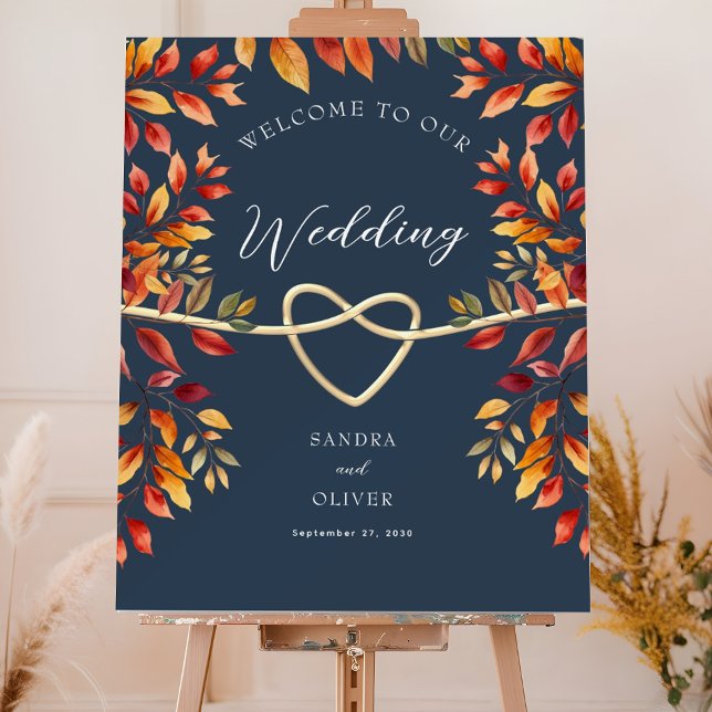 Navy Blue Fall Wedding Welcome Sign (Creator Uploaded)