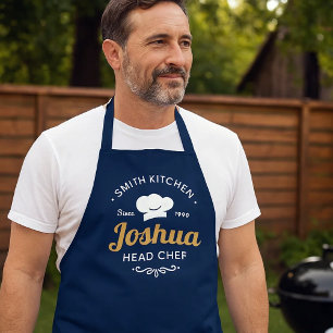 Navy Blue Family Kitchen Head Chef Modern Apron