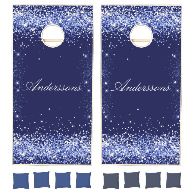 Navy blue family name cornhole set (Set)