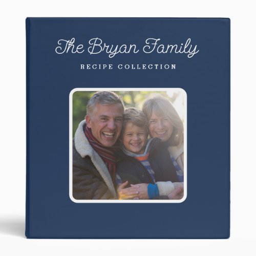 Navy Blue Family Photo Recipe  3 Ring Binder