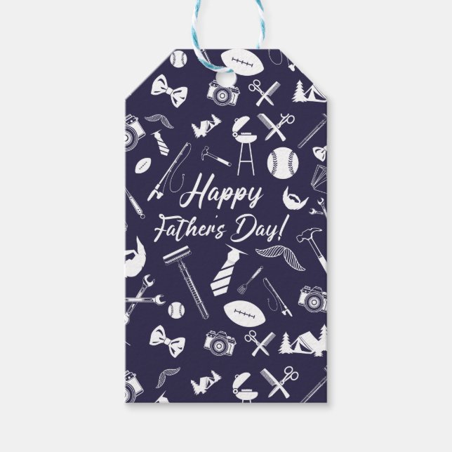 Navy Blue Father's Day Gift Tags (Front)