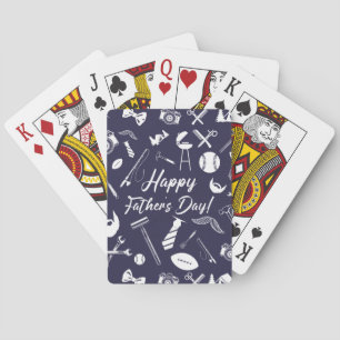 Navy Blue Father's Day Poker Cards