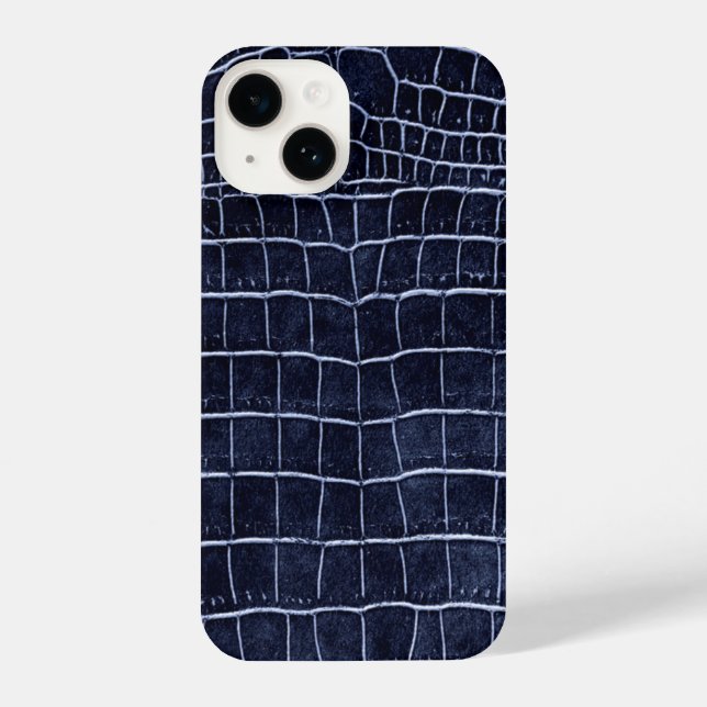 Navy Blue Faux Crocodile iPhone Case (Back)