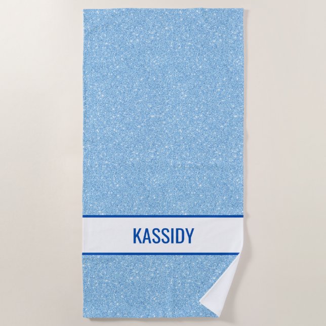 Navy + Blue Faux Glitter Bachelorette Beach Towel (Front)
