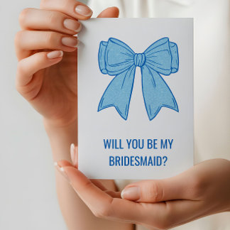Navy + Blue Faux Glitter Wedding Party Proposal Cards