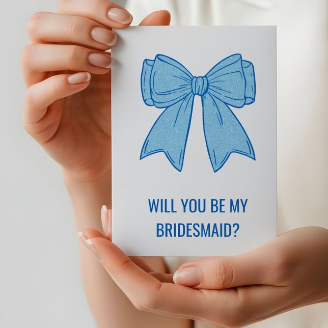 Navy + Blue Faux Glitter Wedding Party Proposal Cards (Creator Uploaded)