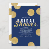 Navy Blue Faux Gold Glitter Bridal Shower Invite (Front/Back)