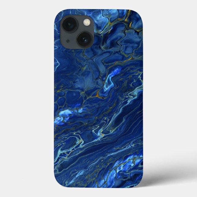 Navy Blue & Faux Gold Marble Acrylic Abstraction  Case-Mate iPhone Case (Back)