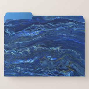 Navy Blue & Faux Gold Marble Acrylic Abstraction File Folder