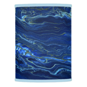 Navy Blue & Faux Gold Marble Acrylic Abstraction Lamp Shade