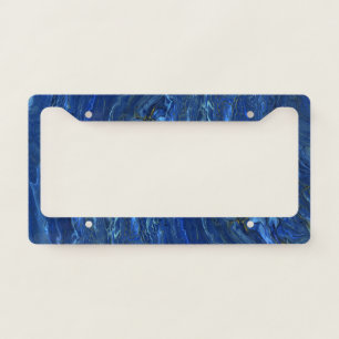 Navy Blue & Faux Gold Marble Acrylic Abstraction License Plate Frame