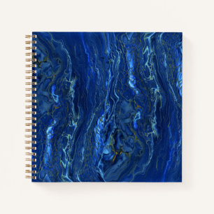 Navy Blue & Faux Gold Marble Acrylic Abstraction Notebook
