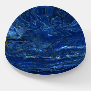 Navy Blue & Faux Gold Marble Acrylic Abstraction Paperweight