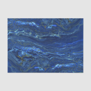 Navy Blue & Faux Gold Marble Acrylic Abstraction Tissue Paper