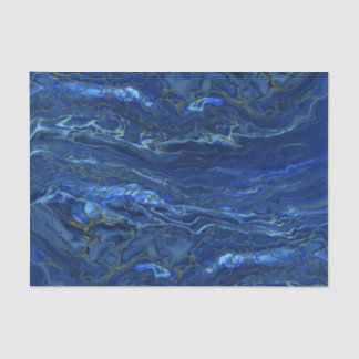Navy Blue & Faux Gold Marble Acrylic Abstraction Tissue Paper