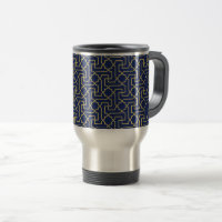 Navy Blue & Faux Gold Moroccan Mosaic Pattern 