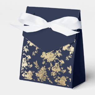 Navy blue faux gold shabby vintage chic floral favor boxes