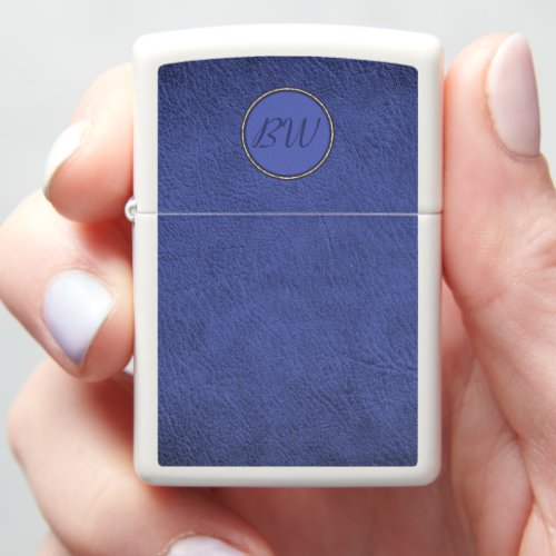 Navy Blue Faux Leather Zippo Lighter
