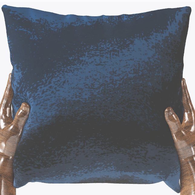 Navy Blue Faux Velvet Print Throw Pillow (Creator Uploaded)