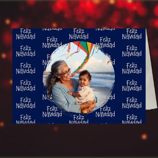 Navy Blue Feliz Navidad Spanish Photo 