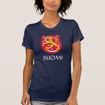 Navy Blue Finland Coat Of Arms Suomi T-shirt by abbeyz71 at Zazzle