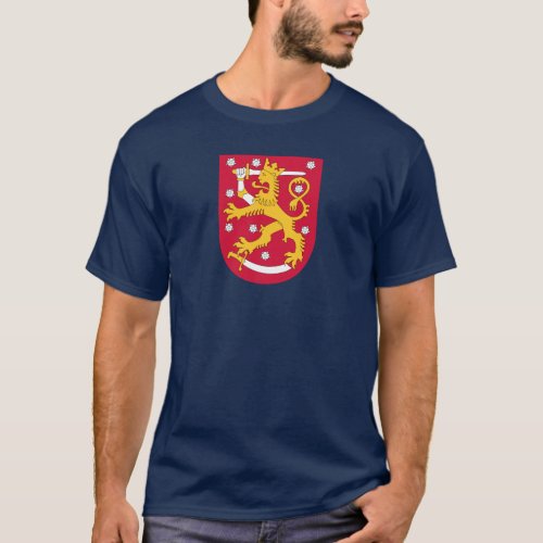 NAVY BLUE Finland Coat of Arms T_Shirt