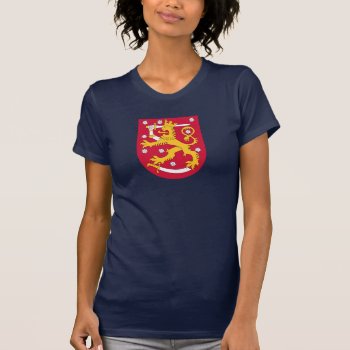 Navy Blue Finland Coat Of Arms T-shirt by abbeyz71 at Zazzle