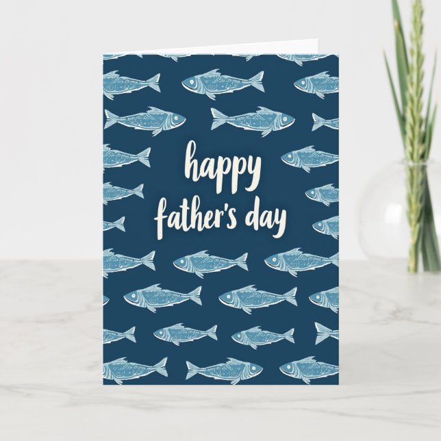 Navy Blue Fish Father Card (Front)