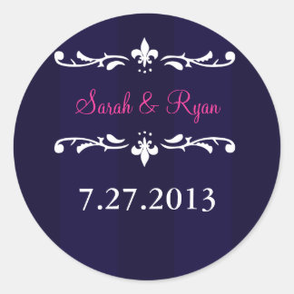 navy blue fleur de lis envelope sticker