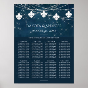 Navy Blue Fleur de Lis Fairy Light   Seating Chart