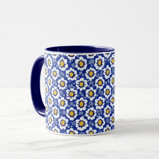 Navy Blue Floral Arabic Pattern Mug