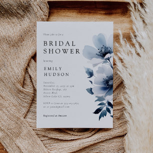 Navy Blue Floral Bridal Shower Invitation