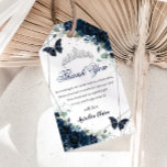 Navy Blue Floral Butterflies Quince 16th Birthday  Gift Tags<br><div class="desc">Personalize these chic gift tags with your own wording easily and quickly,  simply press the customize it button to further re-arrange and format the style and placement of the text.  Matching items available in store. (c) The Happy Cat Studio</div>