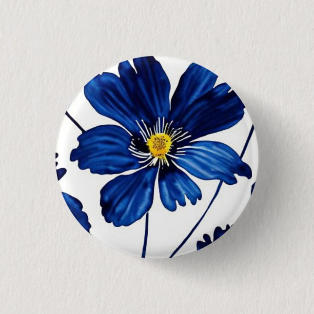 Navy blue floral button (Front)