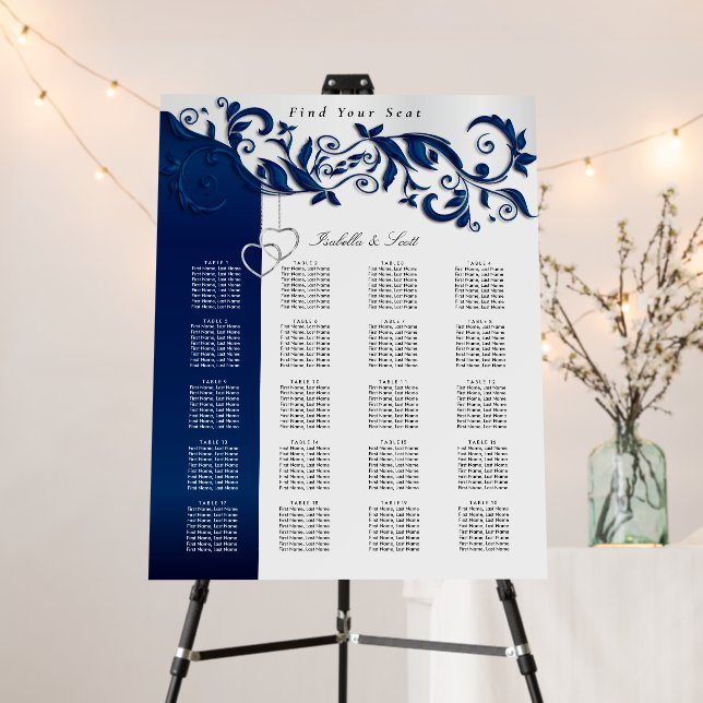 Navy Blue Floral Design - 20 Table    Foam Board (In Situ (Stand))