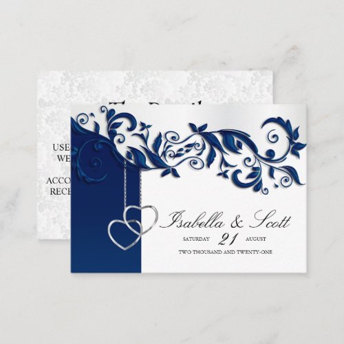 Navy Blue Floral Design _ Details Enclosure Card
