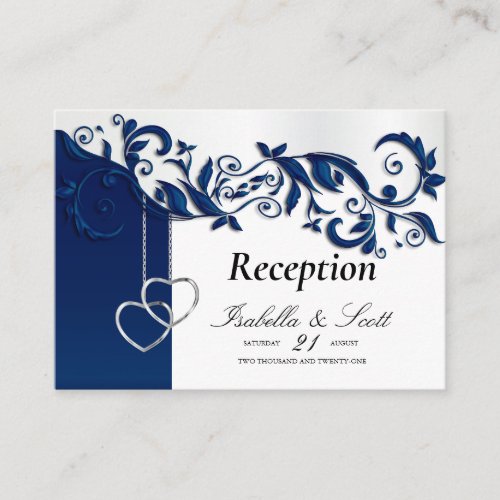 Navy Blue Floral Design _ Reception Enclosure Card