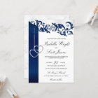 Navy Blue Floral Design Wedding Invitation